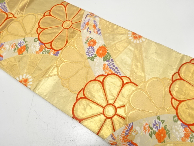 JAPANESE KIMONO / ANTIQUE FUKURO OBI / SILK / WOVEN PHOENIX